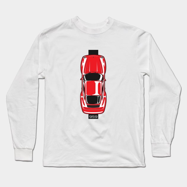 Red 959 Top View Long Sleeve T-Shirt by KaroCars